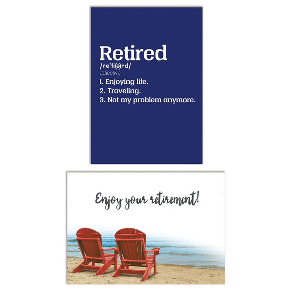 Better Office Products Retirement Cards W/Env, Congratulations On Your Retirement, Large Cards, 5in. x 7in. 2 Designs 64623 - main